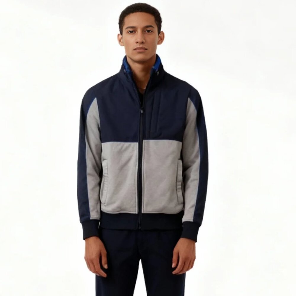 Tommy Hilfiger‎ Sport Men's Blue/Gray Color Block Fleece Lined Varsity Jacket XS